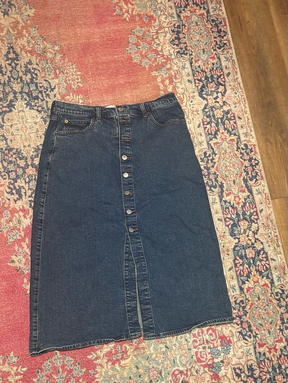 Universal Thread Dark Blue Button-Front midi Denim Skirt